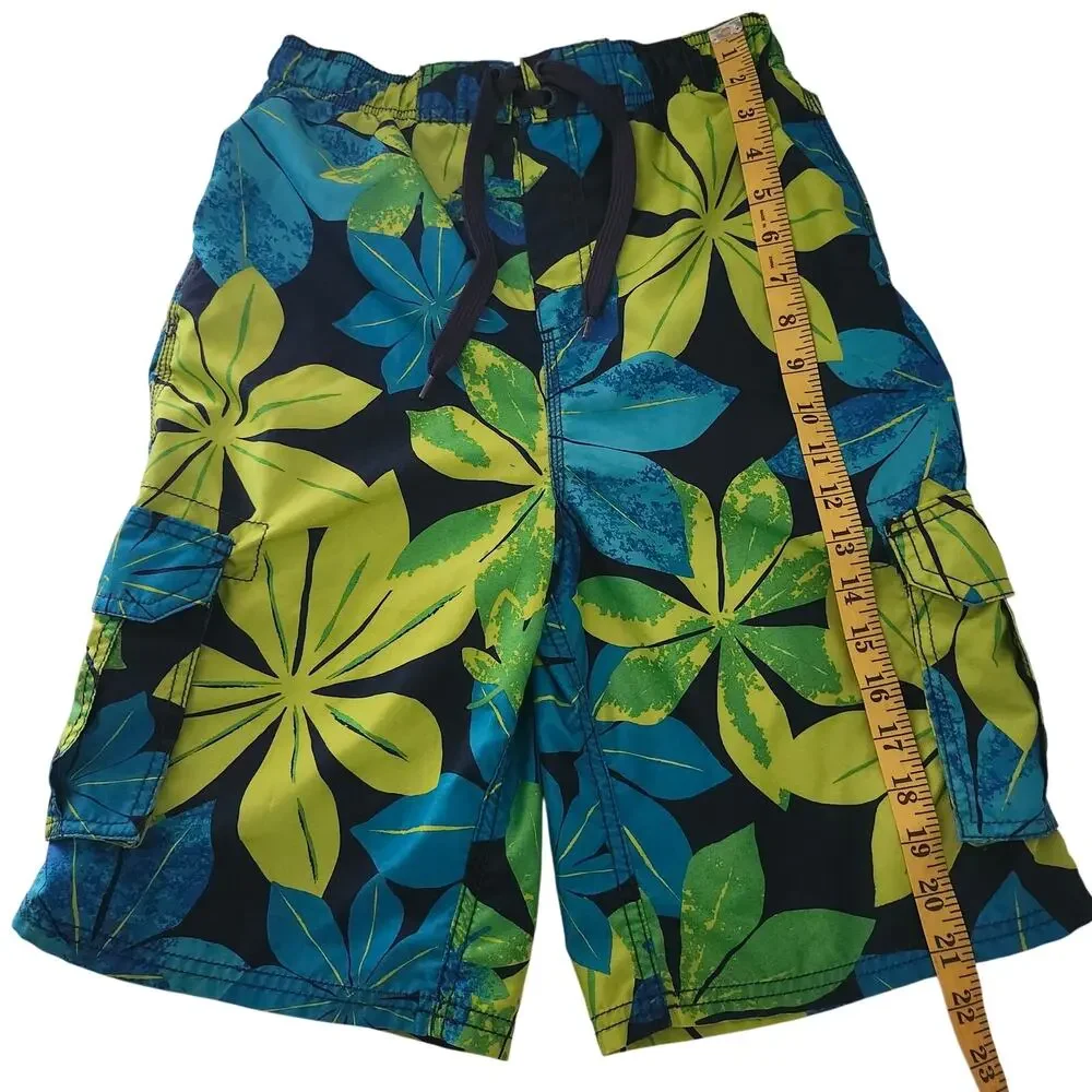 Kanu Surf Boys Long Tropical Print Swim Trunks Size 14/16 Large